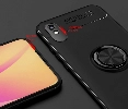 Xiaomi Redmi 9A Kılıf Renkli Silikon Yüzüklü Standlı Auto Focus Ravel Kapak - Kırmızı - Siyah