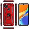 Xiaomi Redmi 9C Kılıf Silikon Zırhlı Standlı Yüzüklü Mıknatıslı Tank Kapak - Lacivert