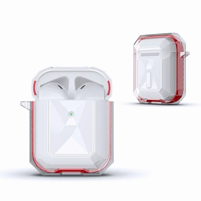Zore Apple Airpods Airbag Şeffaf Koruma Kılıfı Geo Silikon Kapak - Yeşil