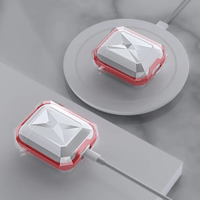 Zore Apple Airpods Airbag Şeffaf Koruma Kılıfı Geo Silikon Kapak - Pembe