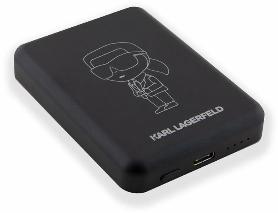 Karl Lagerfeld Led Işıklı Göstergeli Magsafe Magnetik Orjinal Lisanslı Powerbank 3000 Mah - Siyah