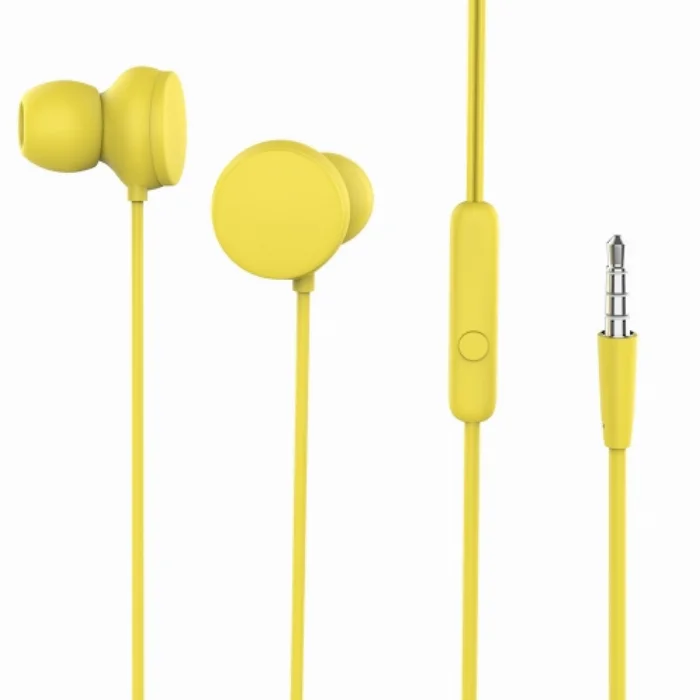 Mikrofonlu Kulaklık Kulak İçi Kumandalı 3.5mm HD Stereo - Sarı