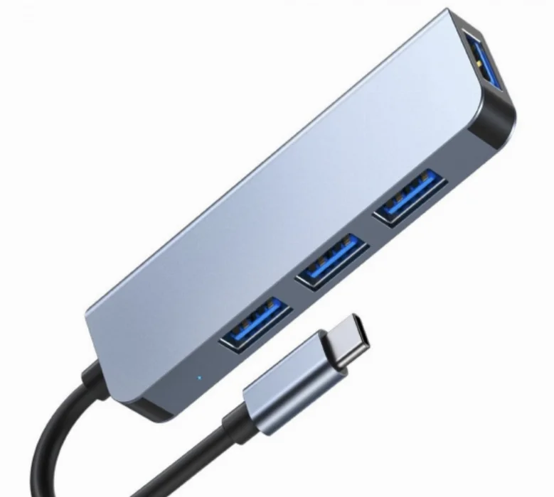 Newface Type-C To 4 Portlu USB 3.0 Çoklayıcı Adaptör HUB - Gri