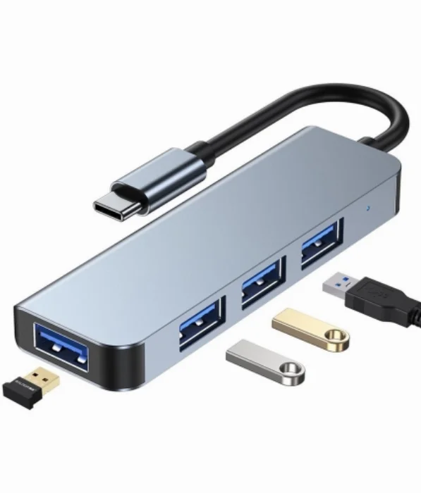 Newface Type-C To 4 Portlu USB 3.0 Çoklayıcı Adaptör HUB - Gri