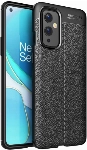 OnePlus 9 Kılıf Deri Görünümlü Lüks Parmak İzi Bırakmaz Niss Silikon Kapak - Siyah