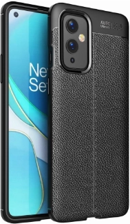 OnePlus 9 Kılıf Deri Görünümlü Lüks Parmak İzi Bırakmaz Niss Silikon Kapak - Siyah