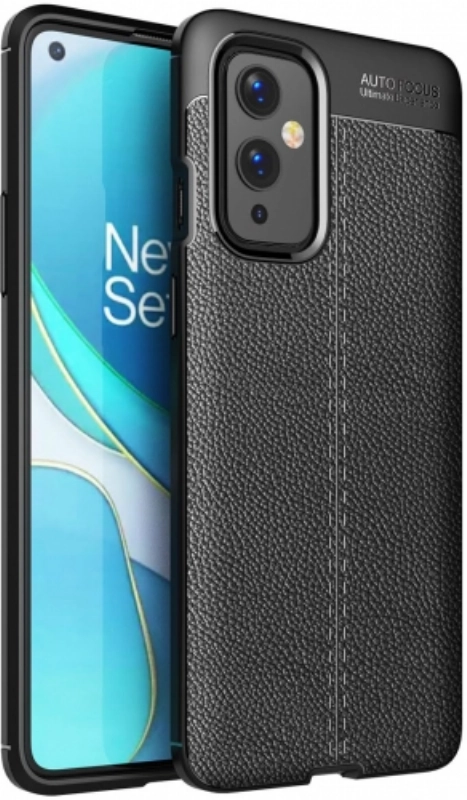 OnePlus 9 Kılıf Deri Görünümlü Lüks Parmak İzi Bırakmaz Niss Silikon Kapak - Siyah