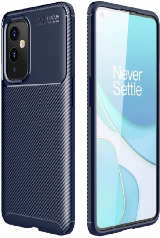 OnePlus 9 Kılıf Silikon Parmak İzi Bırakmayan Karbon Soft Negro Kapak - Lacivert