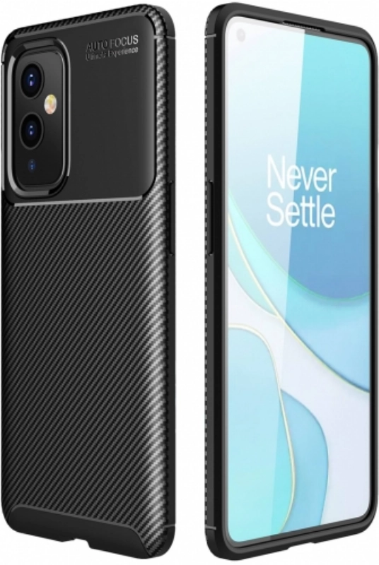 OnePlus 9 Kılıf Silikon Parmak İzi Bırakmayan Karbon Soft Negro Kapak - Siyah