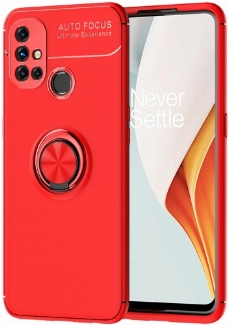 OnePlus Nord N10 Kılıf Renkli Silikon Yüzüklü Standlı Auto Focus Ravel Kapak - Kırmızı