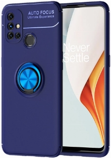 OnePlus Nord N10 Kılıf Renkli Silikon Yüzüklü Standlı Auto Focus Ravel Kapak - Mavi