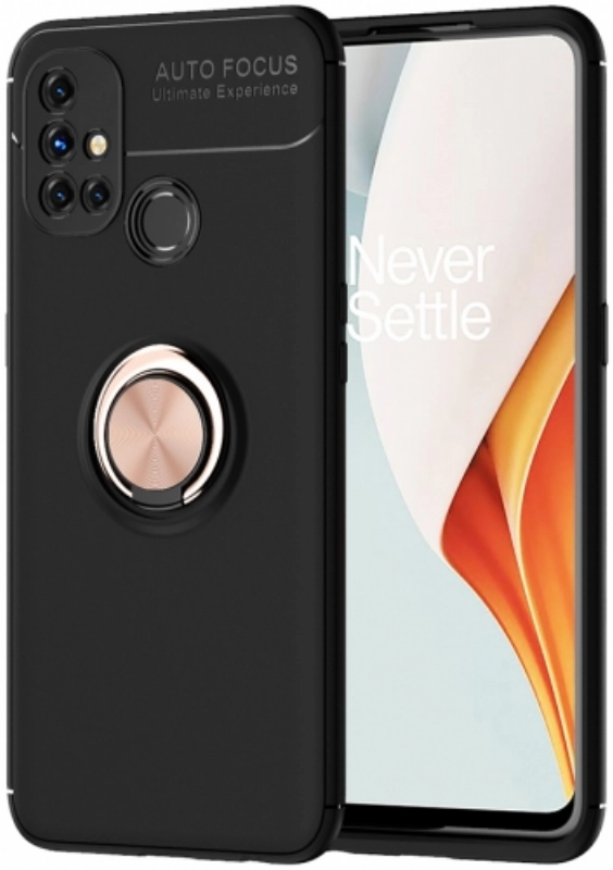 OnePlus Nord N10 Kılıf Renkli Silikon Yüzüklü Standlı Auto Focus Ravel Kapak - Rose Gold