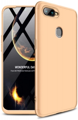 Oppo A12 Kılıf 3 Parçalı 360 Tam Korumalı Rubber AYS Kapak  - Gold