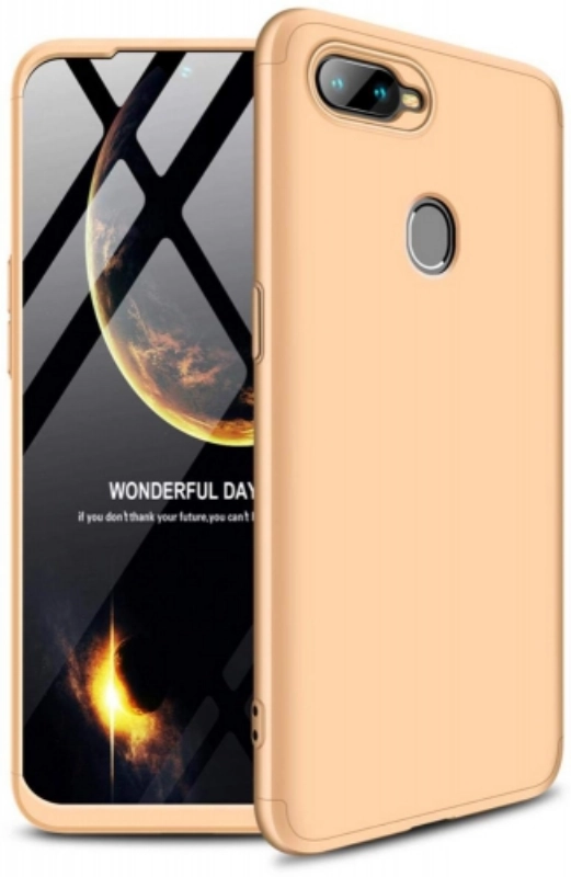 Oppo A12 Kılıf 3 Parçalı 360 Tam Korumalı Rubber AYS Kapak  - Gold