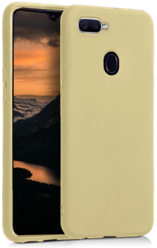 Oppo A12 Kılıf İnce Soft Mat Renkli Esnek Silikon Kapak - Gold