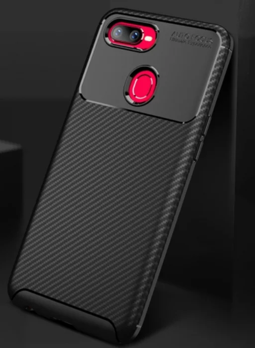Oppo A12 Kılıf Karbon Serisi Mat Fiber Silikon Negro Kapak - Siyah