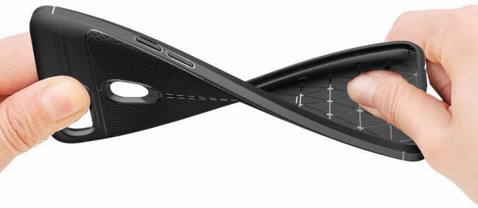 Oppo A12 Kılıf Deri Görünümlü Parmak İzi Bırakmaz Niss Silikon - Siyah