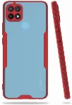 Oppo A15s Kılıf Renkli Silikon Kamera Lens Korumalı Şeffaf Parfe Kapak - Kırmızı