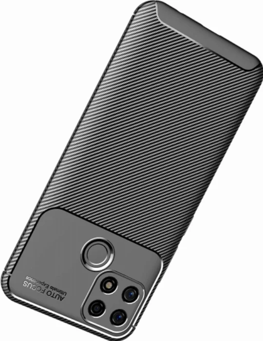 Oppo A15s Kılıf Karbon Serisi Mat Fiber Silikon Negro Kapak - Siyah