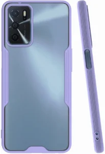 Oppo A16 Kılıf Kamera Lens Korumalı Arkası Şeffaf Silikon Kapak - Lila