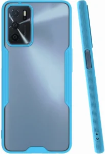 Oppo A16 Kılıf Kamera Lens Korumalı Arkası Şeffaf Silikon Kapak - Mavi