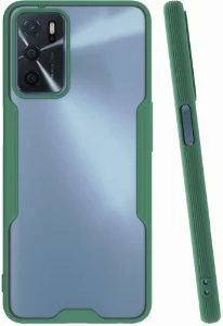 Oppo A16 Kılıf Kamera Lens Korumalı Arkası Şeffaf Silikon Kapak - Yeşil