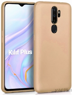 Oppo A5 2020 Kılıf İnce Soft Mat Renkli Esnek Silikon Kapak - Gold