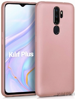 Oppo A5 2020 Kılıf İnce Soft Mat Renkli Esnek Silikon Kapak - Rose Gold