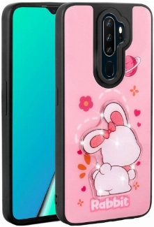 Oppo A5 2020 Kılıf Parlayan Kabartmalı İkonik Figürlü Amas Silikon Kapak - Pembe