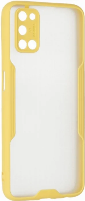 Oppo A52 Kılıf Kamera Lens Korumalı Arkası Şeffaf Silikon Kapak - Sarı