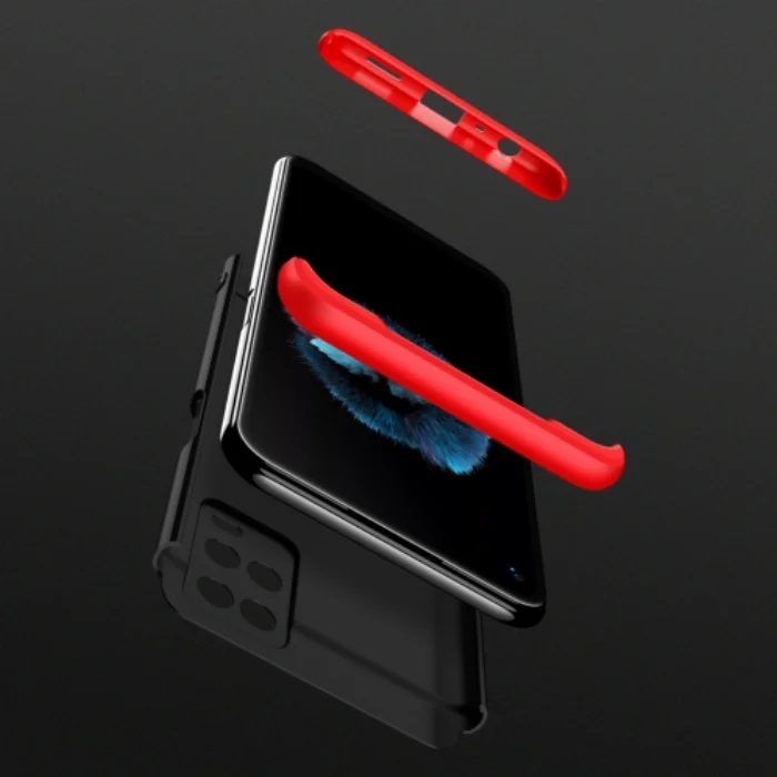 Oppo A54 Kılıf 3 Parçalı 360 Tam Korumalı Rubber AYS Kapak - Kırmızı Siyah