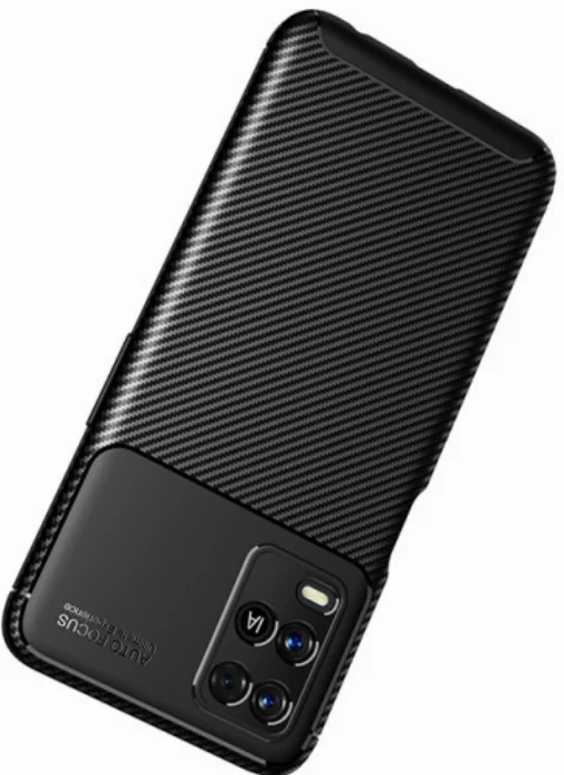 Oppo A54 Kılıf Karbon Serisi Mat Fiber Silikon Negro Kapak - Siyah