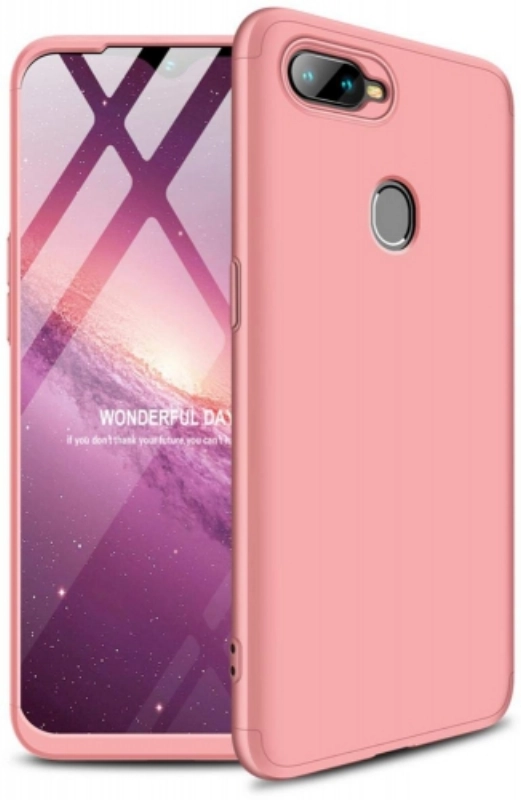 Oppo A5s Kılıf 3 Parçalı 360 Tam Korumalı Rubber AYS Kapak  - Rose Gold