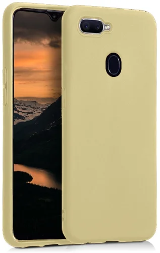 Oppo A5s Kılıf İnce Mat Esnek Silikon - Gold