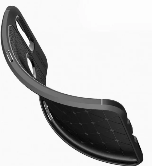 Oppo A5s Kılıf Deri Görünümlü Parmak İzi Bırakmaz Niss Silikon - Siyah