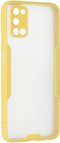 Oppo A72 Kılıf Kamera Lens Korumalı Arkası Şeffaf Silikon Kapak - Sarı