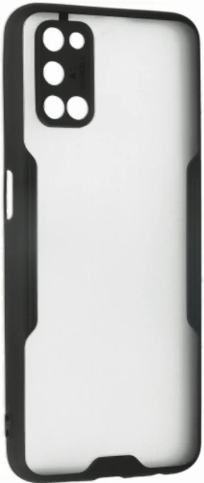Oppo A72 Kılıf Kamera Lens Korumalı Arkası Şeffaf Silikon Kapak - Siyah