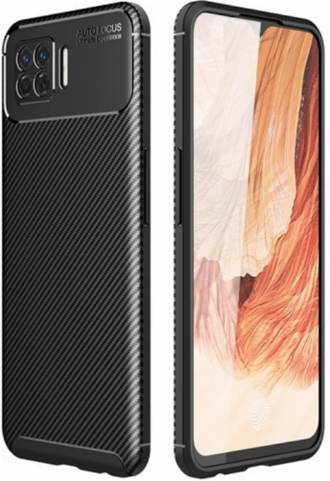 Oppo A73 Kılıf Karbon Serisi Mat Fiber Silikon Negro Kapak - Siyah