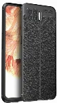 Oppo A73 Kılıf Deri Görünümlü Parmak İzi Bırakmaz Niss Silikon - Siyah