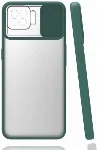 Oppo A73 Kılıf Silikon Sürgülü Lens Korumalı Buzlu Şeffaf - Yeşil