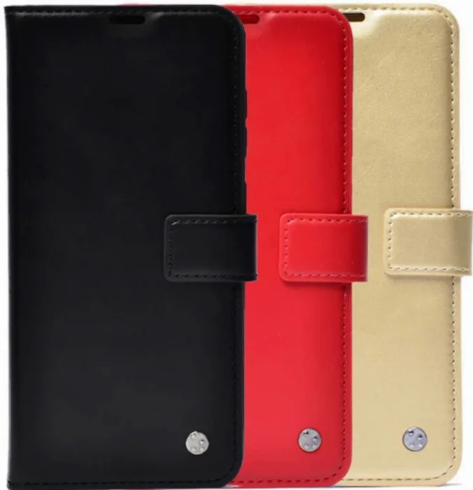 Oppo A73 Kılıf Standlı Kartlıklı Cüzdanlı Kapaklı - Kırmızı