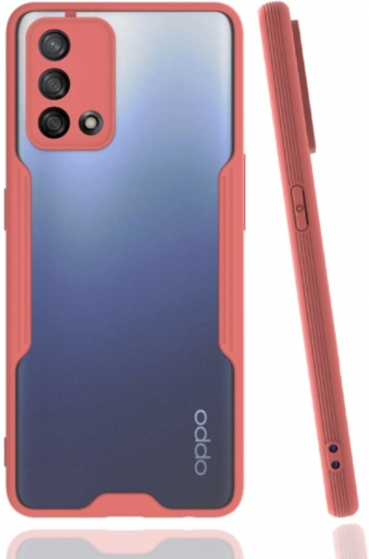 Oppo A74 Kılıf Renkli Silikon Kamera Lens Korumalı Şeffaf Parfe Kapak - Pembe