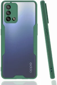 Oppo A74 Kılıf Kamera Lens Korumalı Arkası Şeffaf Silikon Kapak - Yeşil