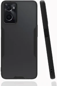 Oppo A76 Kılıf Kamera Lens Korumalı Arkası Şeffaf Silikon Kapak - Siyah