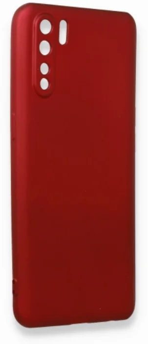 Oppo A91 Kılıf Silikon İnce Mat Esnek Kamera Korumalı - Kırmızı