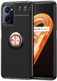 Oppo A96 4G Kılıf Renkli Silikon Yüzüklü Standlı Auto Focus Ravel Kapak - Rose Gold