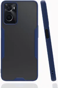 Oppo A96 4G Kılıf Kamera Lens Korumalı Arkası Şeffaf Silikon Kapak - Lacivert