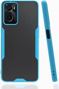 Oppo A96 4G Kılıf Kamera Lens Korumalı Arkası Şeffaf Silikon Kapak - Mavi