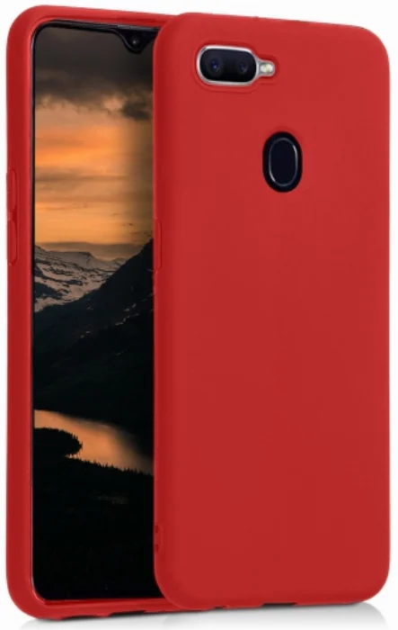 Oppo AX7 Kılıf İnce Mat Esnek Silikon - Kırmızı