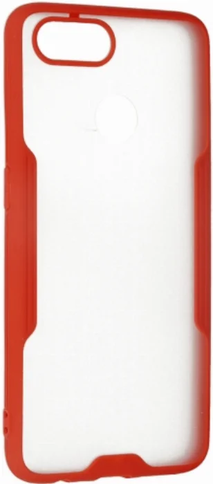 Oppo Ax7 Kılıf Kamera Lens Korumalı Arkası Şeffaf Silikon Kapak - Kırmızı
